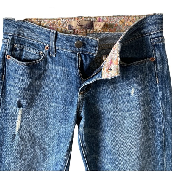 PAIGE Women's Bell Canyon Low-Rise Y2K Flared Medium Wash Denim Jeans Size 24 - Picture 3 of 6